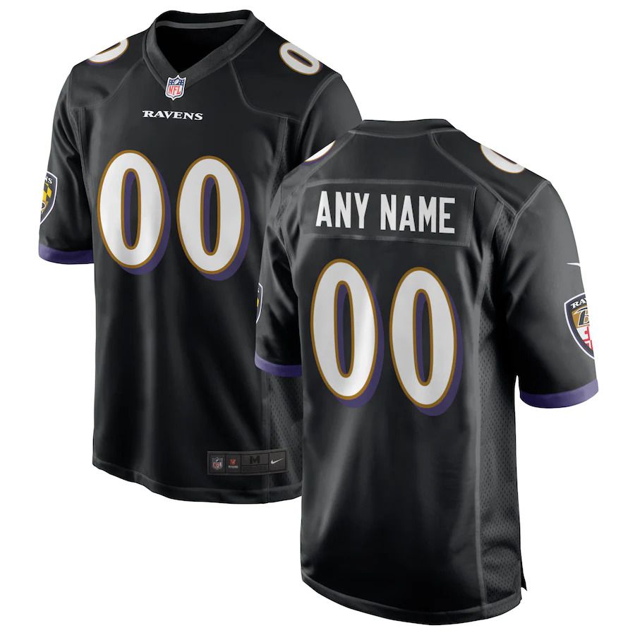Men Baltimore Ravens Nike Black Alternate Custom Game NFL Jersey